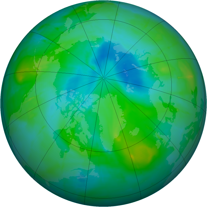 Arctic ozone map for 23 August 2009